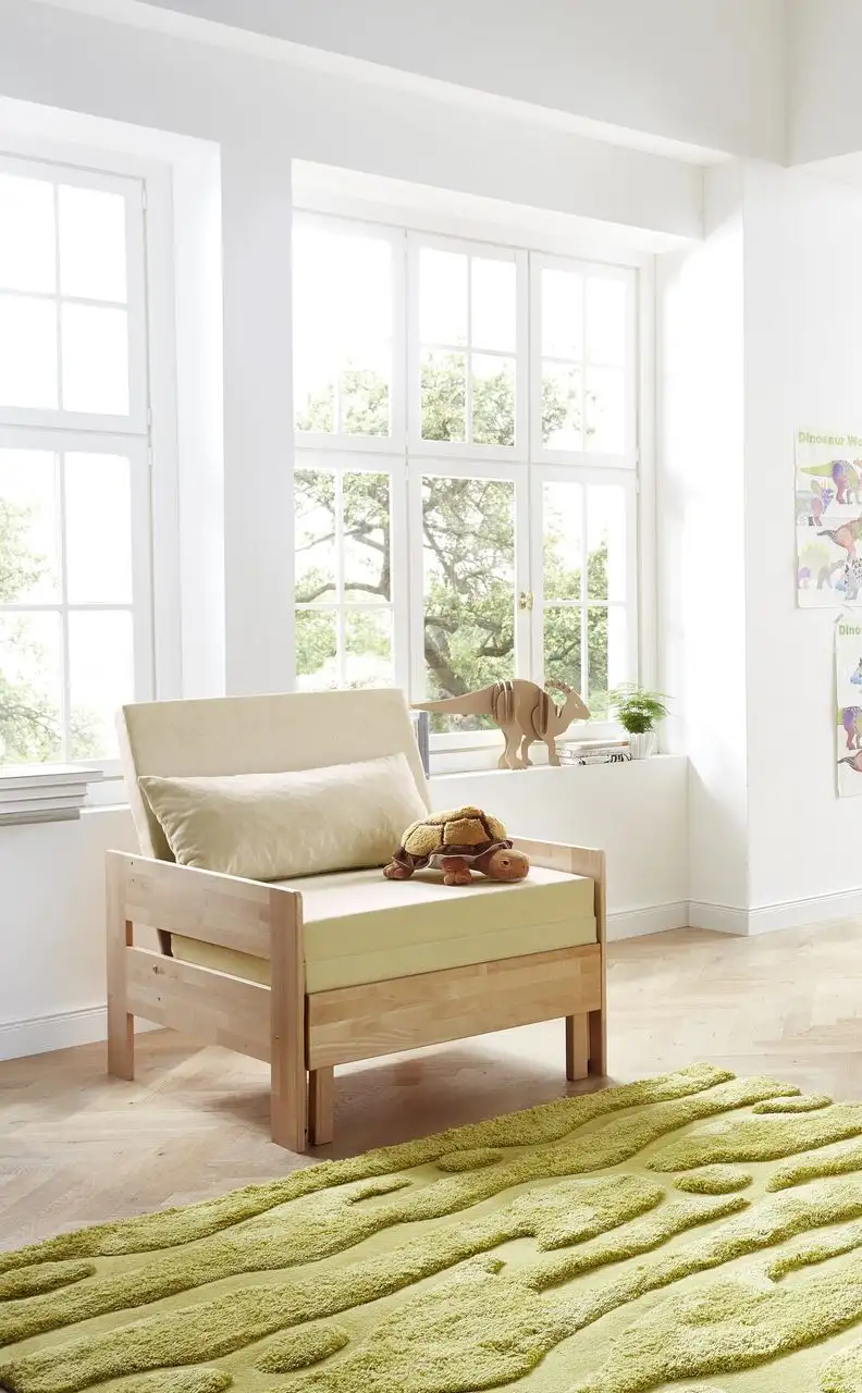 Zusatz-Sessel NOEL Buche massiv natur lackiert inkl. Sitzkissen