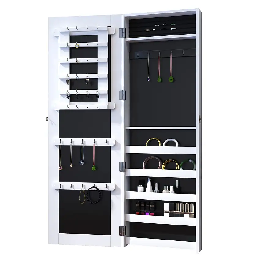 2 in 1 Schmuckschrank, Wandspiegel mit großer Stauraum, Spiegelschrank, Schmuckkommode, Spiegel, 37 x 9,5 x 112 cm