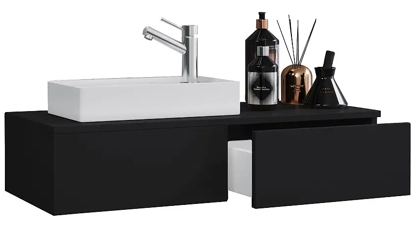 2-tlg. Gäste-Waschplatz "Gudas" Schwarz