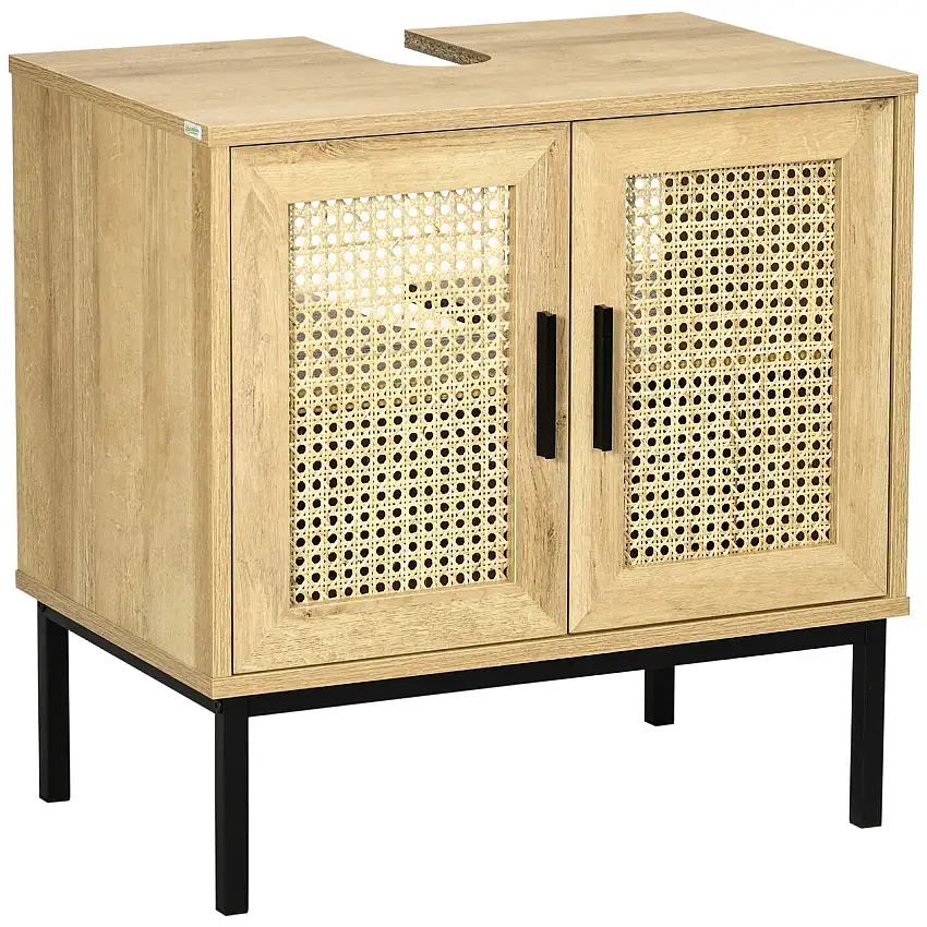 Waschbeckenunterschrank Unterschrank mit Schrankfach, Rattanoptik