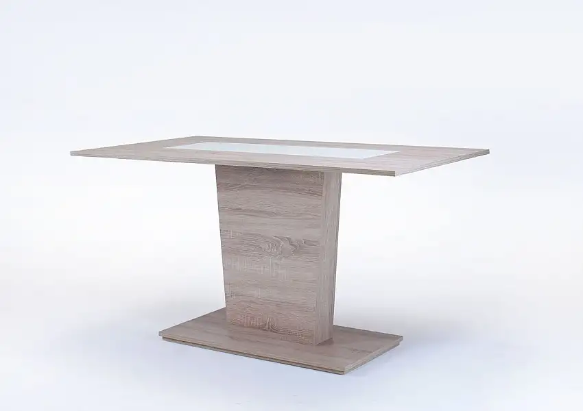 VIENNA Säulentisch, Breite 110 cm, Eiche-Optik, Einlage schwarz/weiß