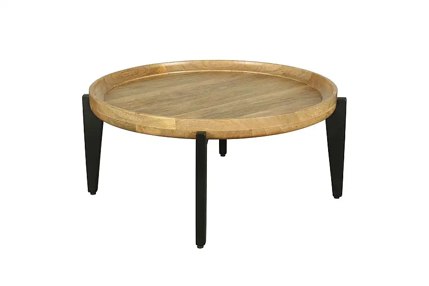 MILA Couchtisch, Breite 75 cm, Mangoholz natur, Metall schwarz pulverbeschichtet