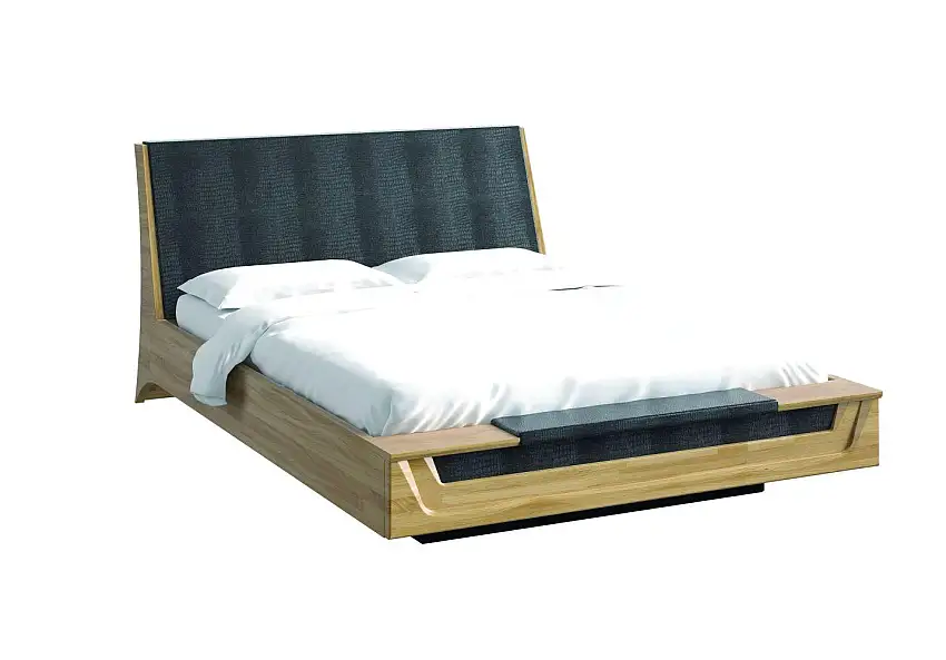 Bett 140 x 200 cm Eiche / Schwarz