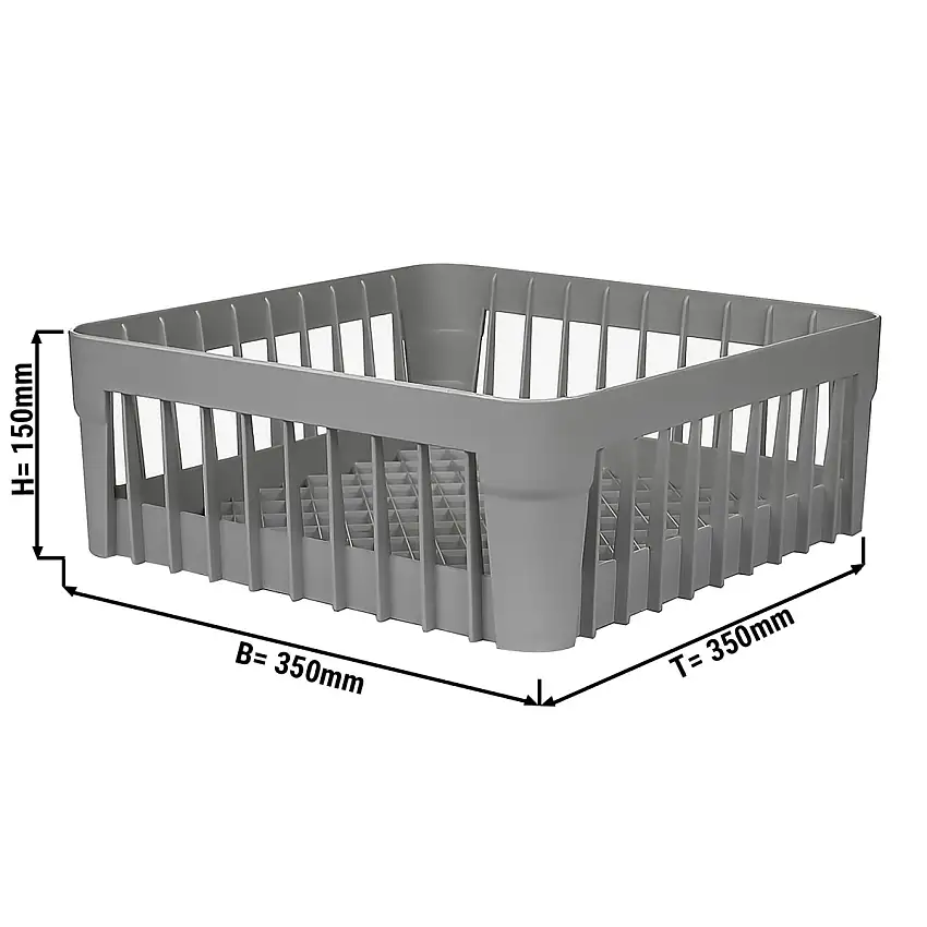 (6 Stück) Gläserkorb - 350x350mm - grau