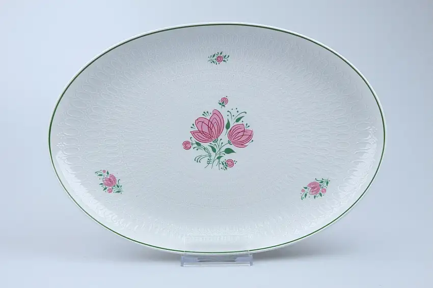 Fleischplatte mittelgroß - Rosenthal Romanze Blütenset mit Grünem Rand