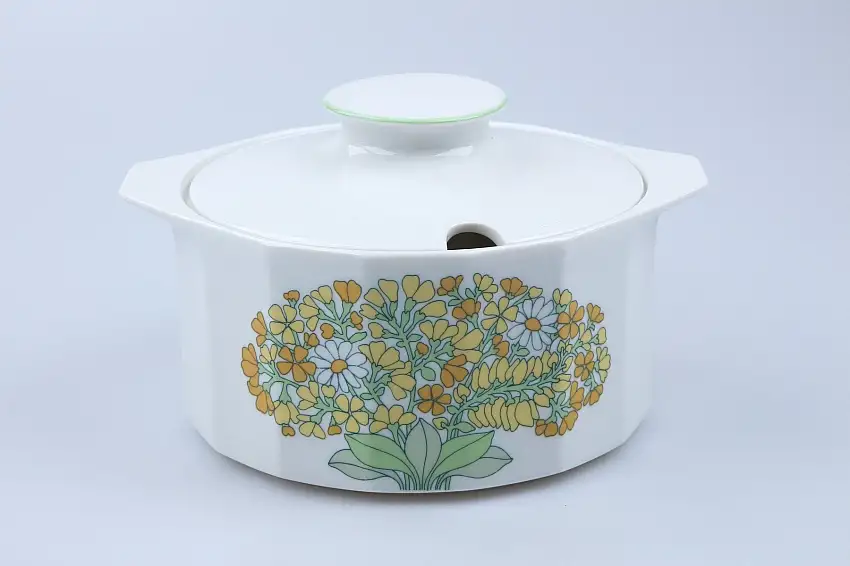 Ragout / Terrine - Rosenthal Polygon Blumen gelb orange