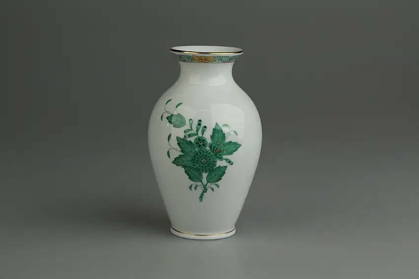 Vase bauchig Modell 7003 - Herend Ungarn Apponyi grün