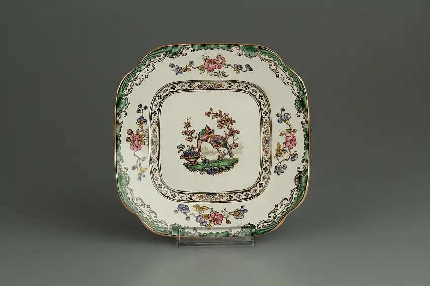 Beilagenplatte quadratisch klein - Spode Copeland Eden mit Goldrand