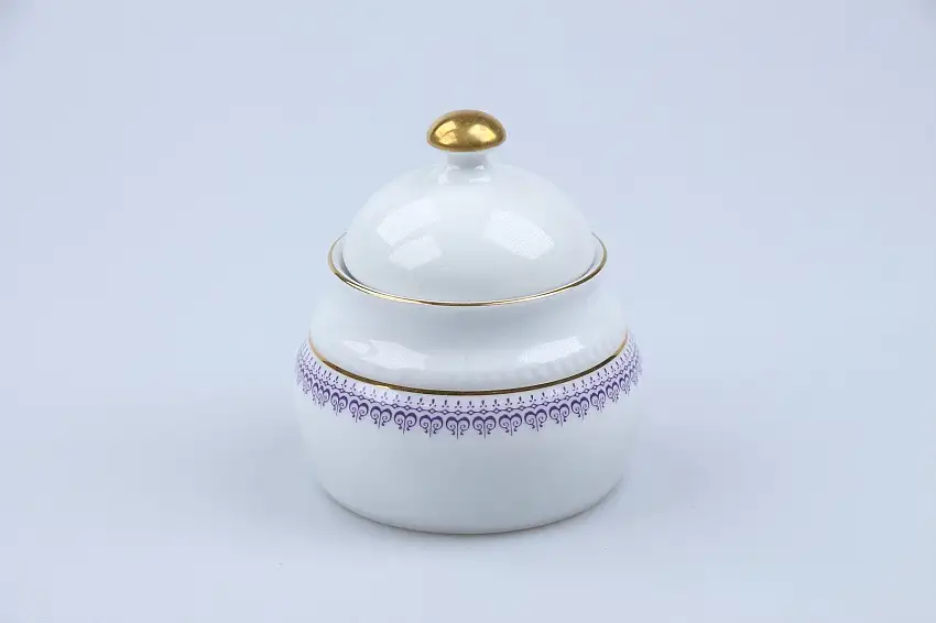 Zuckerdose - Eschenbach Venedig Perlrand lila Kranzkante
