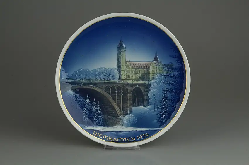 Sammelteller 1979 Grossherzog Adolphe Brücke - Rosenthal Weihnachtsteller - Helmut Drexler