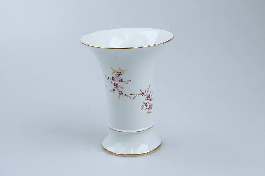 Vase Trichtervase Lila Blumenmalerei - Vasen Höchst