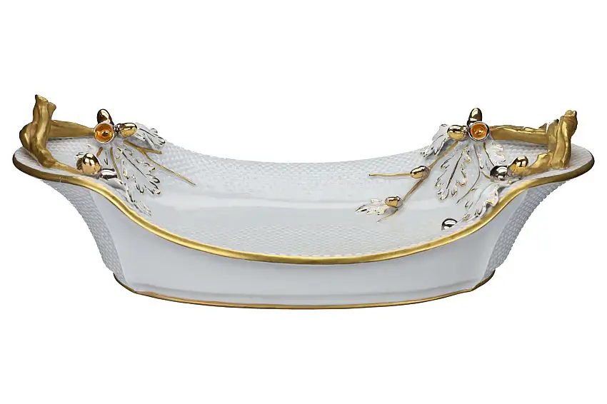 Zierschale groß schwer mit Applikationen - Carpié