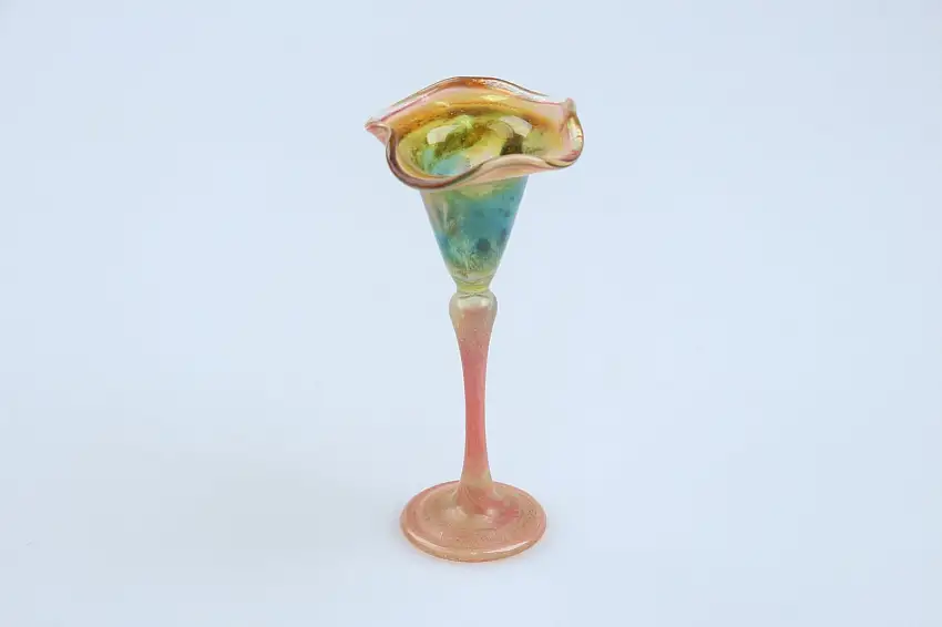 kleine Blütenvase bunt UNIKAT - Unbekannter Hersteller Mundgeblasenes