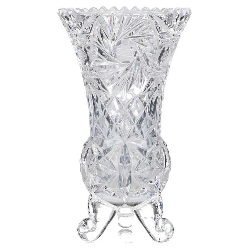 Vase Glasvase auf 3 Füßen Schleuderstern - Unbekannter Hersteller Kristalle
