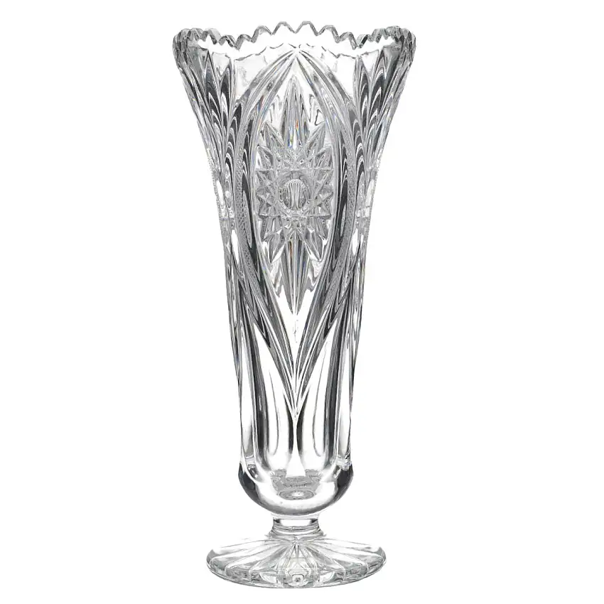 Vase Glasvase Trichterform auf Fuß - Unbekannter Hersteller Kristalle