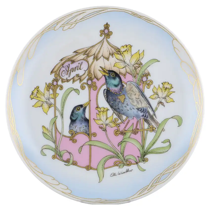 Wandteller klein - 204 April Star + Osterglocken - Hutschenreuther Ole Winther Monatsteller