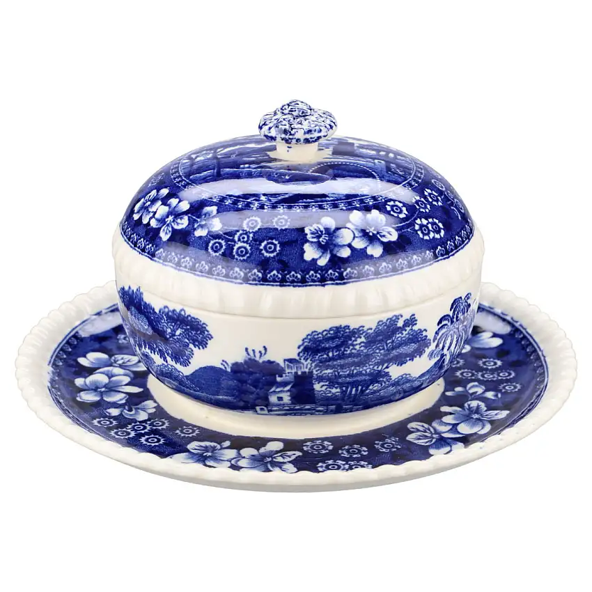 Butterdose rund - Spode Copeland Blue Tower