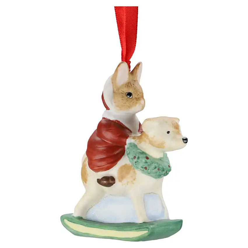 Anhänger Christbaumschmuck Weihnachtshase auf Rentier - Villeroy & Boch Weihnachtsartikel Weihnachtsschmuck