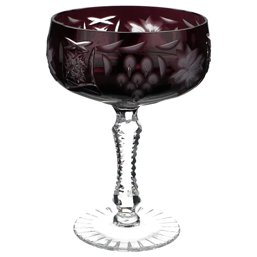 6 Sektkelche in verschieden Farben - Unbekannter Hersteller Überfang