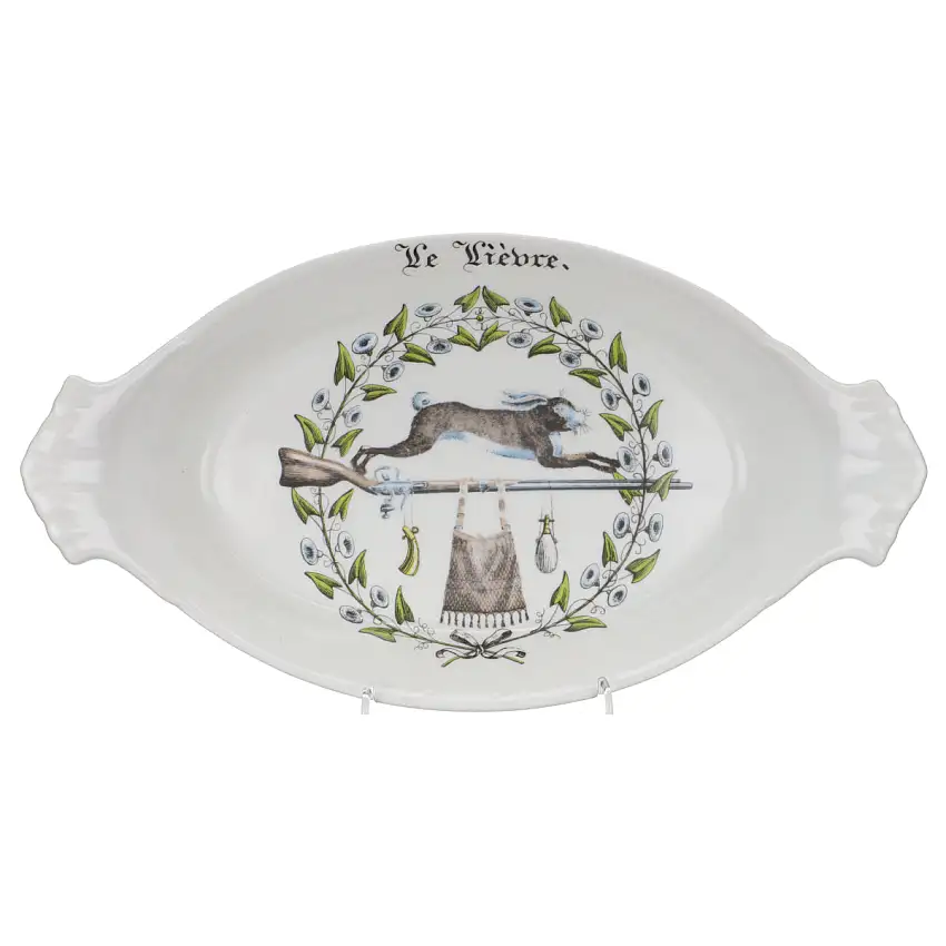 Eierpfanne ofenfest oval mittelgroß Le Lièvre - Porcelaine d´Auteuil Chambord