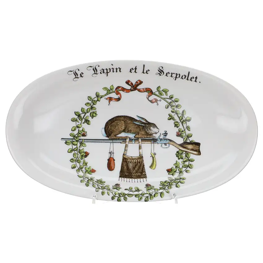 Beilagenplatte oval klein Le Lapin et le Serpolet - Porcelaine d´Auteuil Chambord