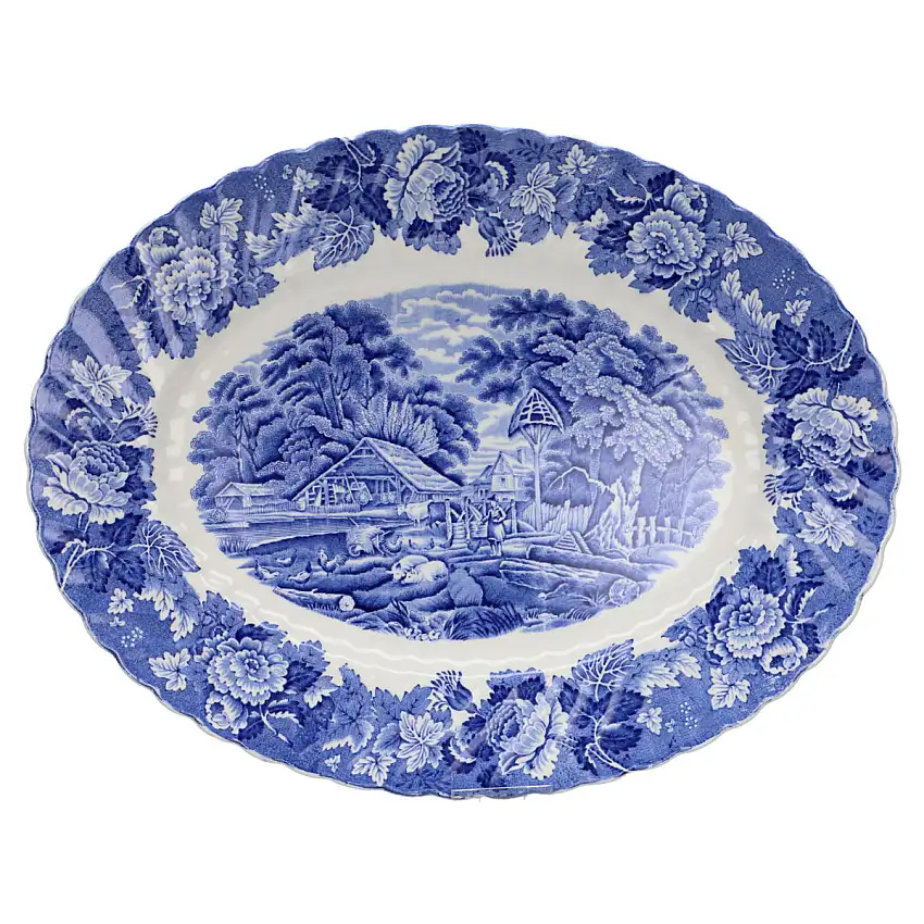 Fleischplatte groß - Wood & Sons England English Scenery Blau Blue