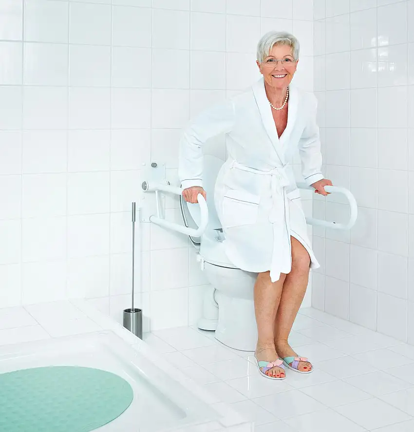 WC-Aufstehbügel Tim ca. 55,5 cm, weiß, klappbar, Stahl