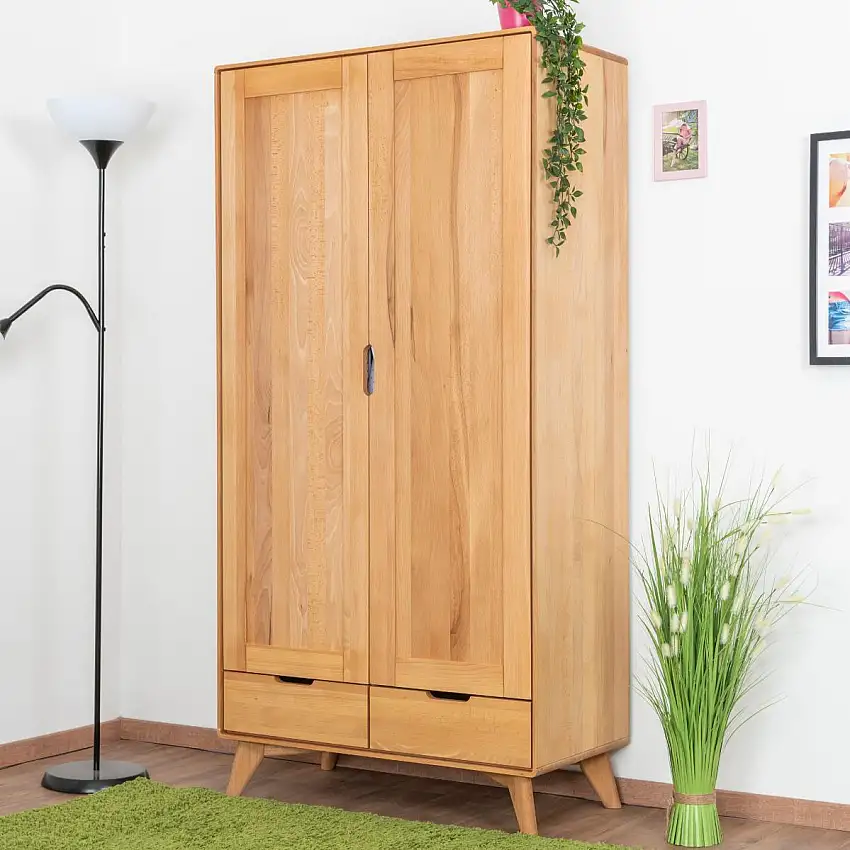 Kleiderschrank Massivholz, Kernbuche geölt - Abmessungen: 180 x 90 x 45 cm (H x B x T)