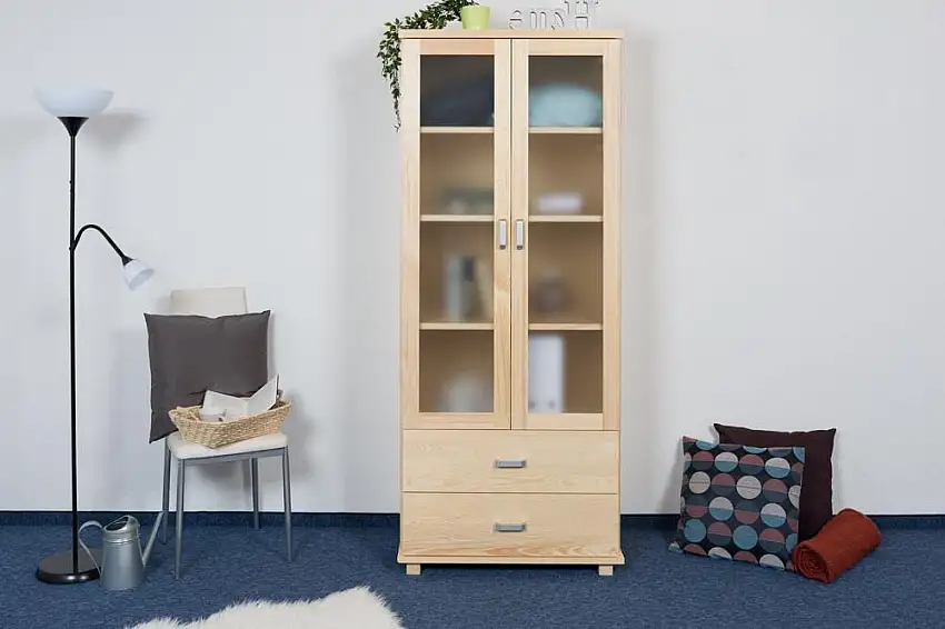 Wohnzimmer - Schrank Kiefer Vollholz massiv natur - Abmessungen: 194 x 77 x 50 cm (H x B x T)