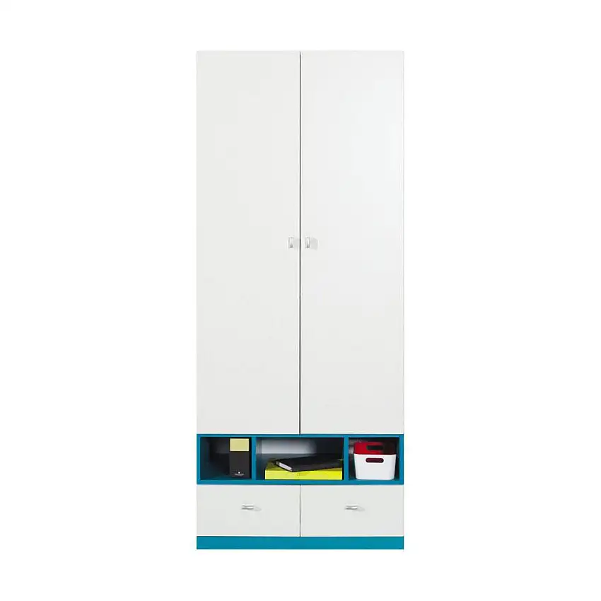 Jugendkleiderschrank, Weiß / Türkis - Abmessungen: 195 x 80 x 50 cm (H x B x T)