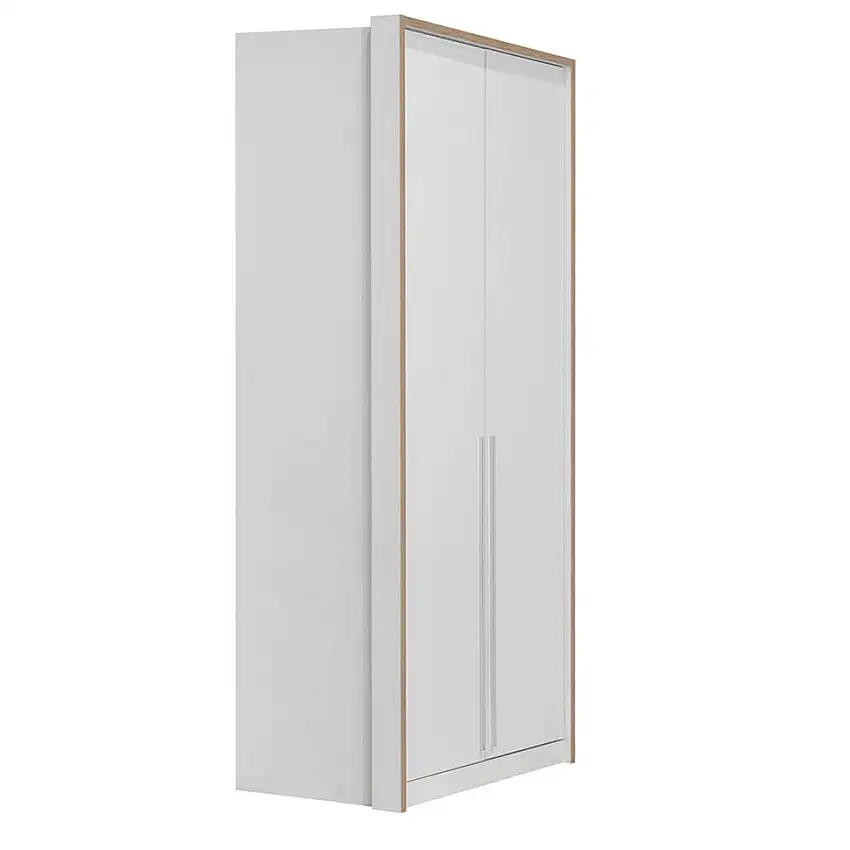 100 cm breiter Kleiderschrank mit 2 Türen und 2 Schubladen | Farbe: Eiche / Weiß | Tiefe: 56 cm