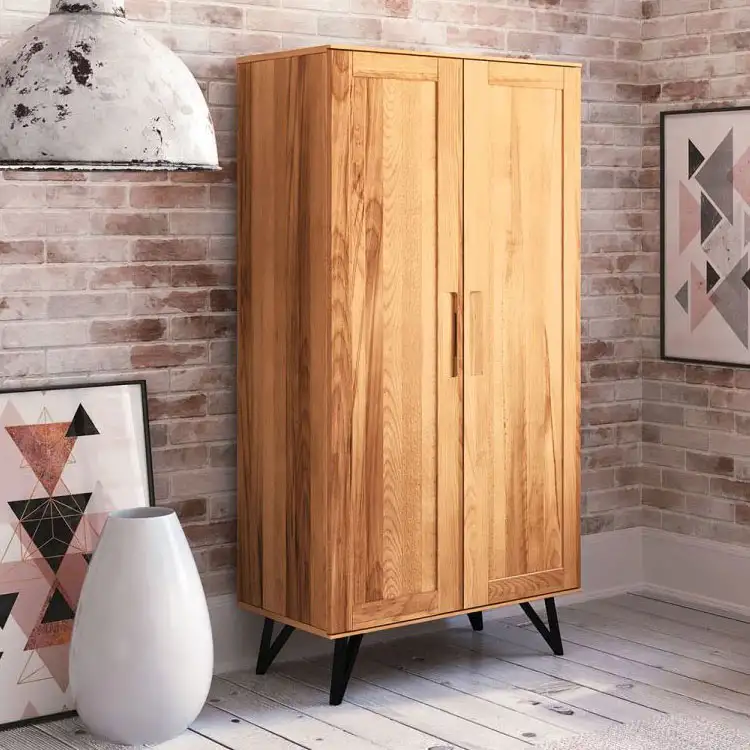 91 cm breiter Kleiderschrank mit 2 Türen | Farbe: Natur