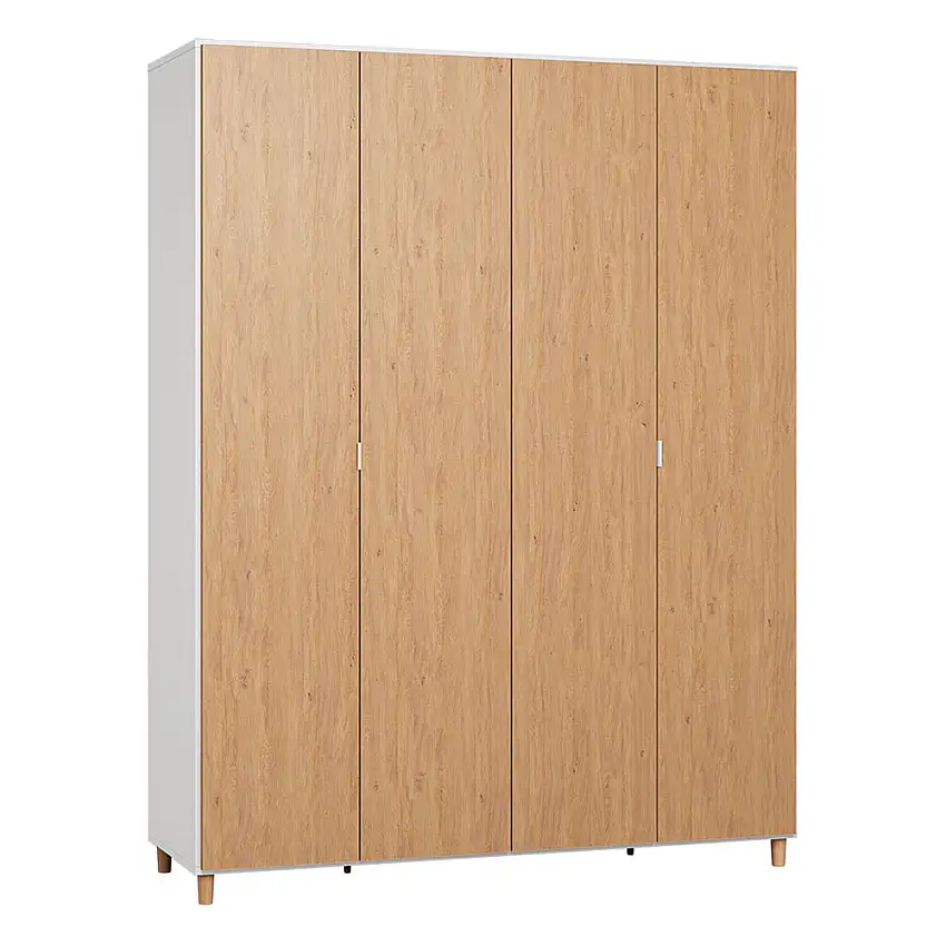 185 cm breiter Kleiderschrank mit 2 Türen, 11 Fächern und 2 Schubladen | Farbe: Eiche / Weiß | Tiefe: 57 cm