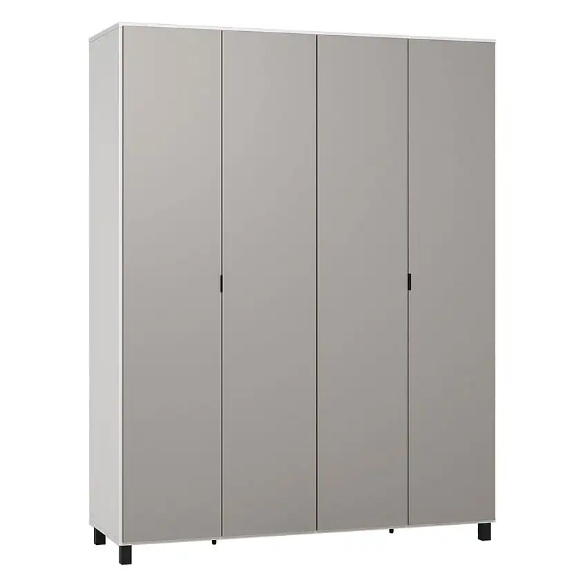 185 cm breiter Kleiderschrank mit 2 Türen, 11 Fächern und 2 Schubladen | Farbe: Weiß | Tiefe: 57 cm