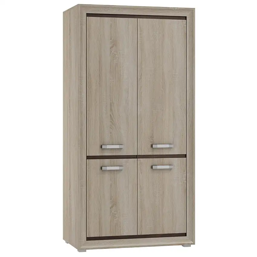 100 cm breiter Kleiderschrank mit 4 Türen | Farbe: Sonoma Eiche