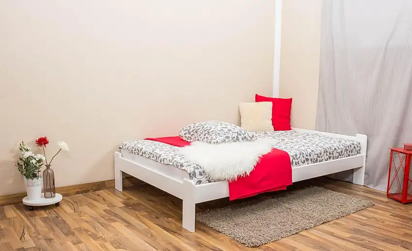 Bett 120 x 200 cm Kiefer Weiß mit Lattenrost