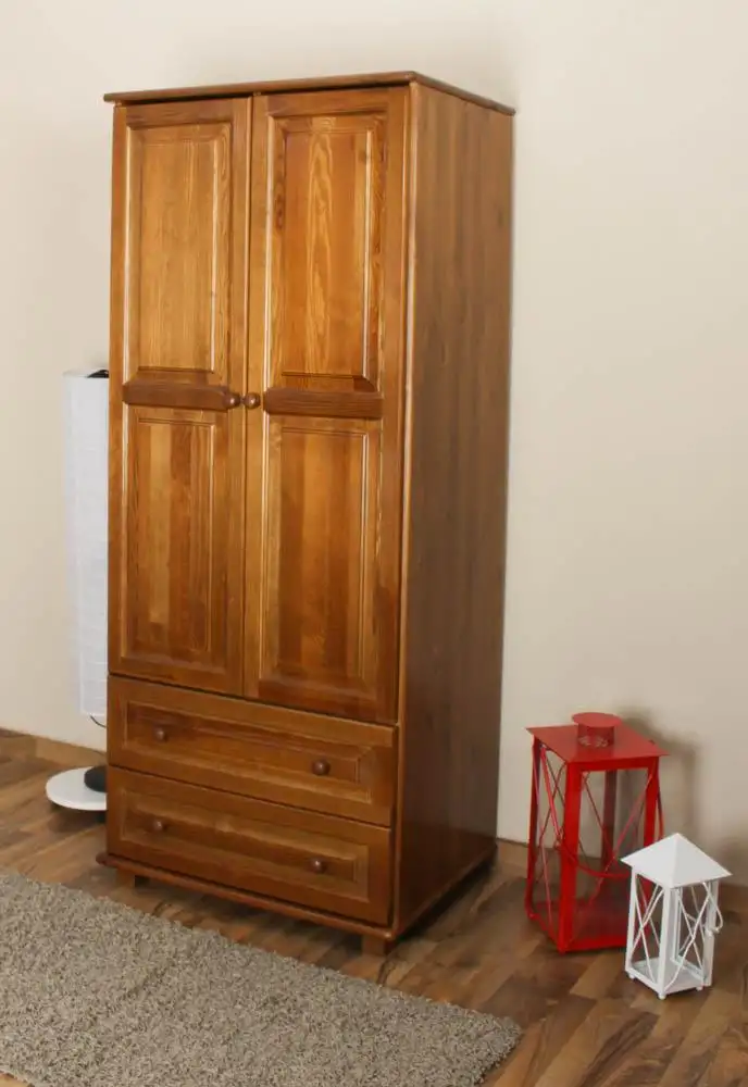 Echtholz Kleiderschrank, Farbe: Eiche 190x80x60 cm
