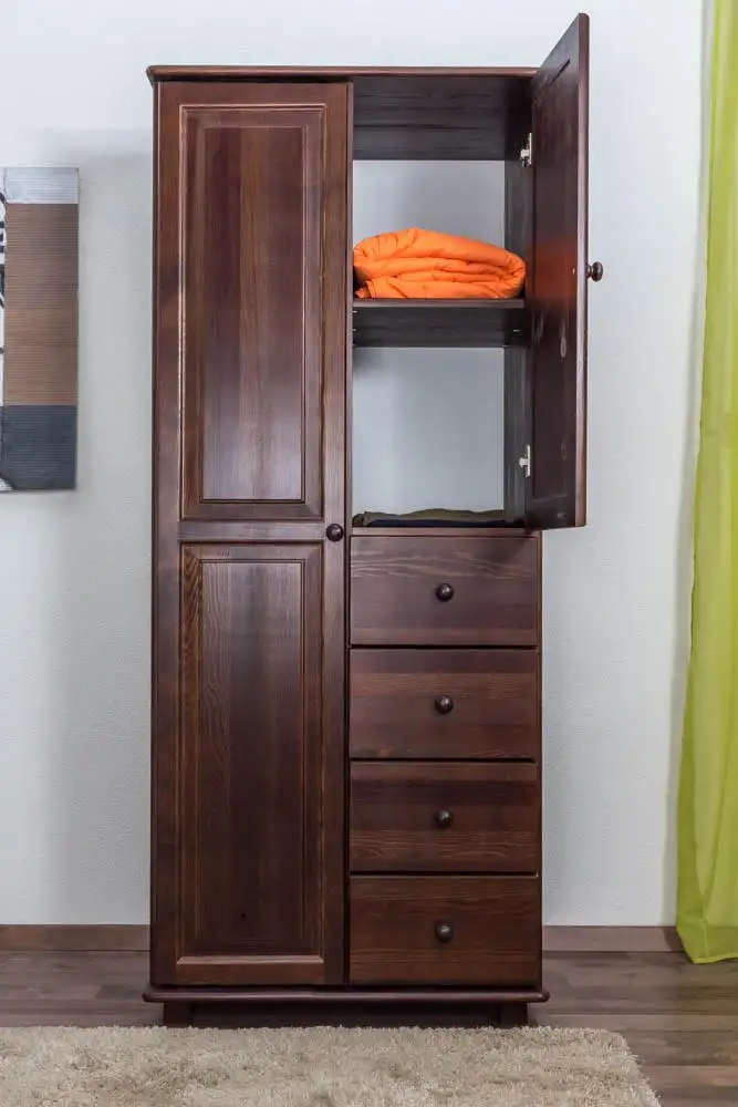 Garderobenschrank massiv, Farbe: Nuss 190x80x60 cm