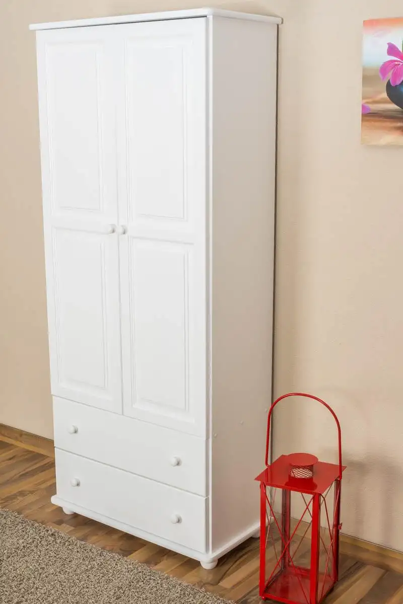 Wohnzimmerschrank Kiefer massiv Vollholz weiß - Abmessung 195 x 84 x 42 cm