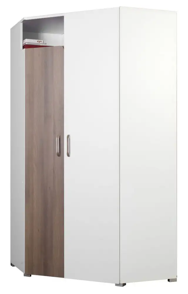 100 cm breiter Kleiderschrank mit 2 Türen | Farbe: Nuss / Weiß