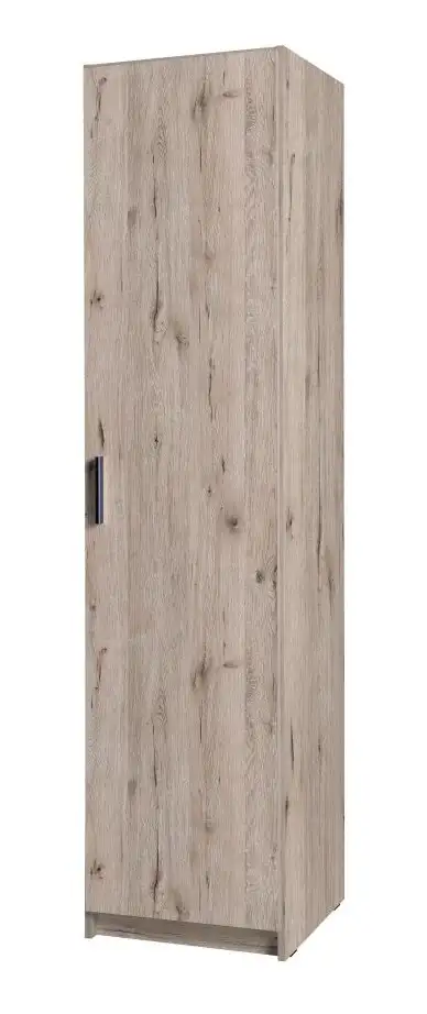 Schmaler 47 cm breiter Kleiderschrank mit 1 Tür | Kleiderstange | Farbe: Eiche