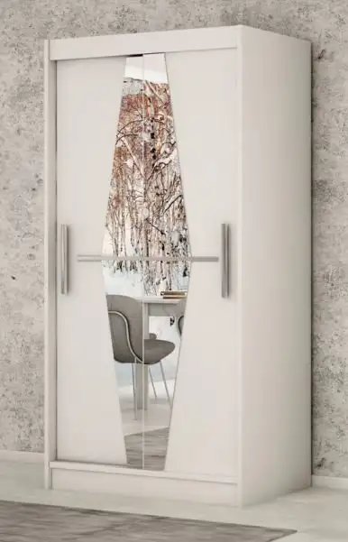 1 Meter breiter Kleiderschrank mit 2 Türen | Farbe: Weiß