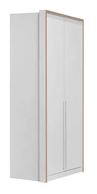 1 Meter breiter Kleiderschrank mit 2 Türen und 2 Schubladen | Farbe: Eiche / Weiß | Tiefe: 56 cm
