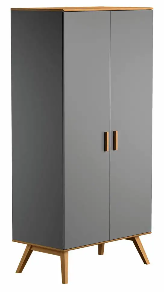 1 Meter breiter Kleiderschrank mit 2 Türen | Farbe: Grau