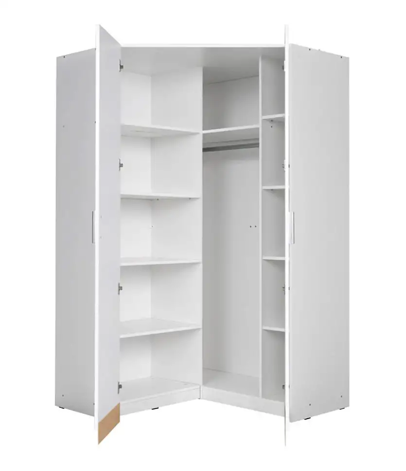 117 cm breiter Kleiderschrank mit 2 Türen | Farbe: Weiß