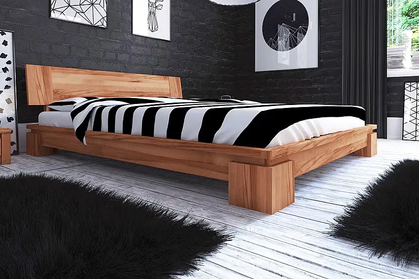 Massivholzbett | 140 x 200 cm | Kernbuche | Geölt | Natur