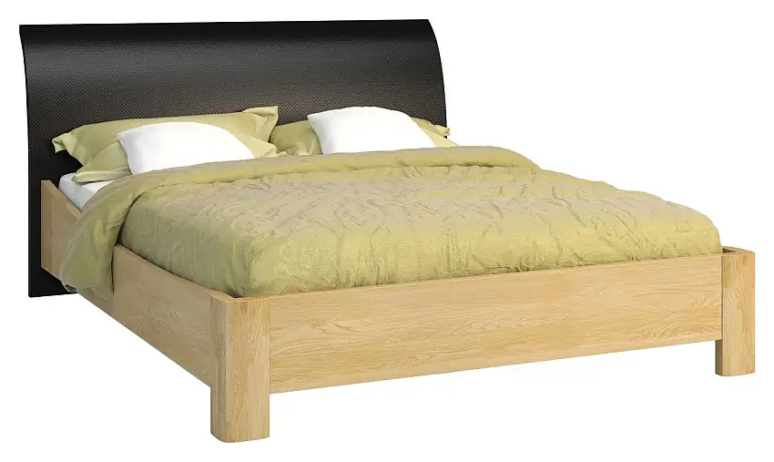 Bett MDF 90 x 200 cm Eiche / Schwarz