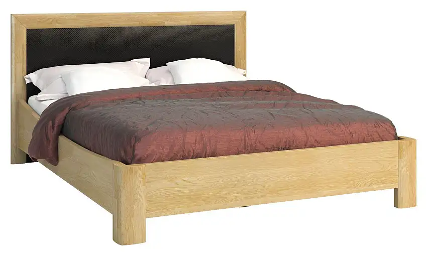 Bett MDF 160 x 200 cm Eiche / Schwarz