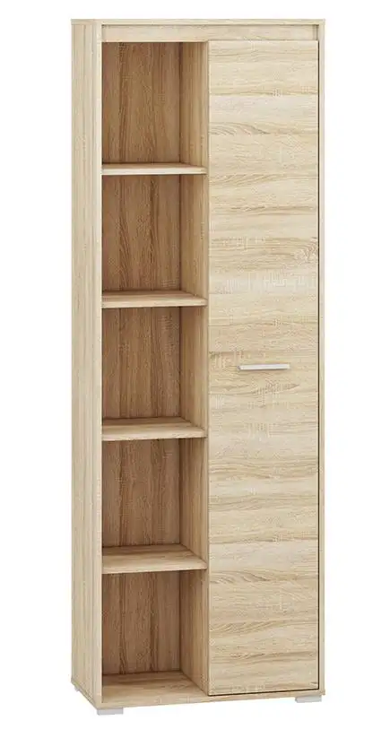 Wohnzimmer - Schrank, Farbe: Sonoma Eiche hell inklusive 3 Farbeinsätzen - Abmessungen: 200 x 69 x 34 cm (H x B x T), mit 1 Tür und 10 Fächern