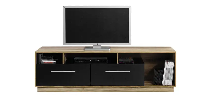 TV-Möbel TV-Schrank Farbe: Walnuss / Schwarz 53x180x50 cm
